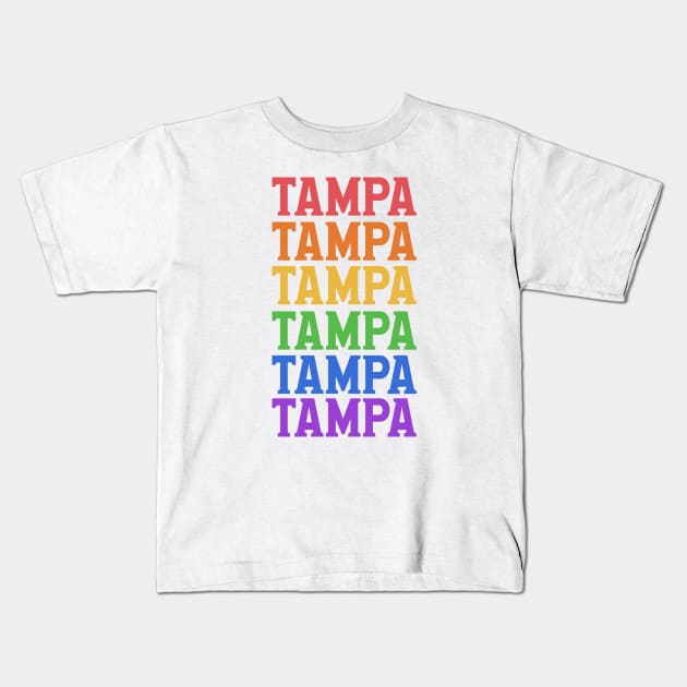 TAMPA RAINBOW CITY Kids T-Shirt by OlkiaArt